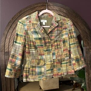 🌸 Loft Patchwork Plaid Jacket - Size 6P 🌸